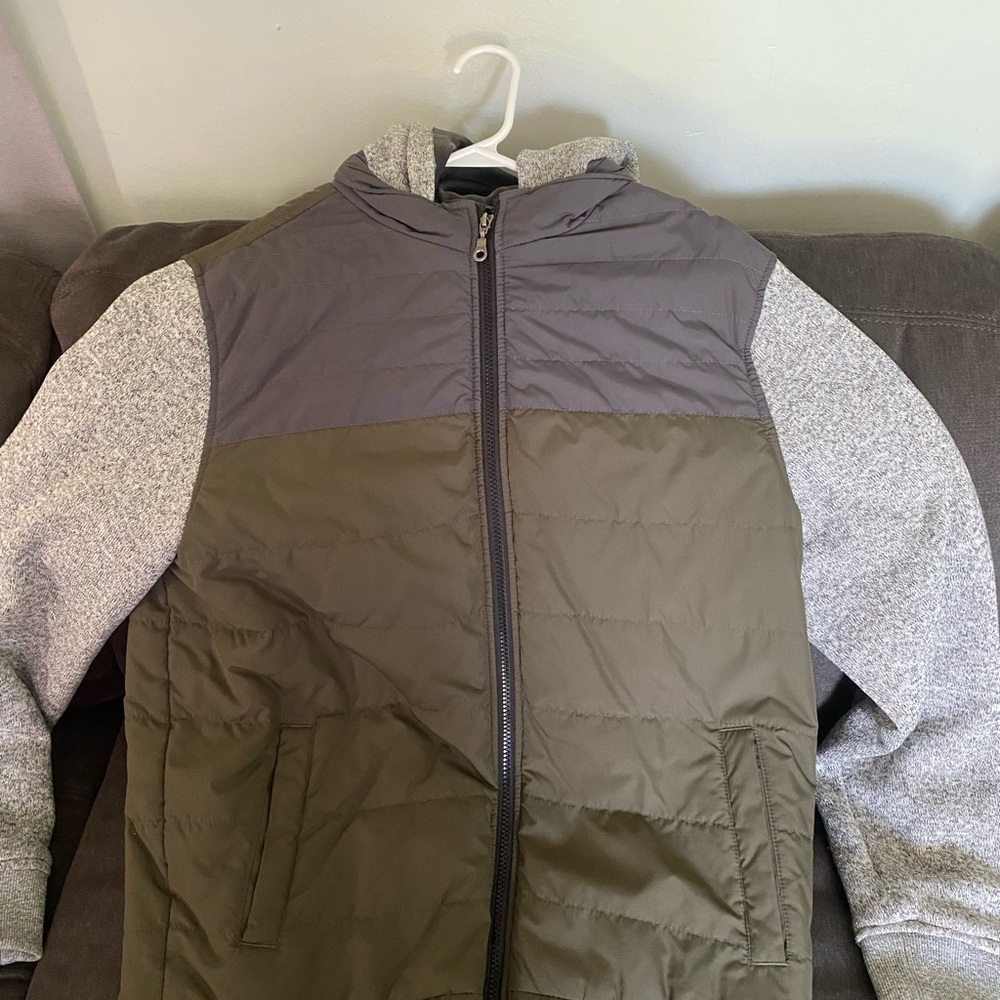 Urban Pipeline Gray and Olive Puffer Jacket